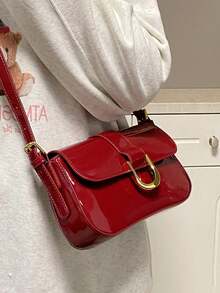 Bolso de hombro rojo de verano 2025, bolso cruzado con hebilla de herradura retro, bolso de oficina, bolso de mujer simple y de moda multifuncional - Rojo - Ver 5