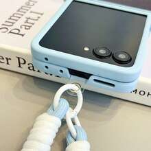 Keychain,Lanyard Luxury Simple Sky Blue Phone Case With Portable Anti-Loss Strap For Razr50 Razr 50 Ultra 50ultra 60ultra Back Cover - Blue - View 6