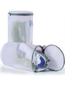 1 Piece Durable Honeycomb Mesh Bra, Underwear Laundry Bag With Zipper, Exquisite Underwear Care, Round Square Laundry Organizer, Laundry Bag, Suitable For Daily Home And Travel Use, Easy To Carry - White - View 2