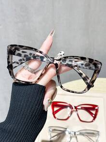 1/4 par de gafas de marco transparente minimalista de gran tamaño, adecuadas para uso diario - Multicolor - Ver 3