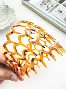 1pc Mother's Day Leopard Patterned Hair Hoop, Fashion Elegant Casual Minimalist Resin Material Girls Solid Shiny Leopard Tooth Headband Hair Accessory Set, Suitable For Daily, Commuting, Bathing, Makeup, Fixing Messy Hair, Wavy Hair Hoop, Hairband, Hair Hoop Headbands