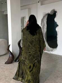 一件优雅休闲纯色长袍，采用精致人造丝雪纺扎染面料，工艺精湛，品质上乘，时尚大方，适合春季穿着。 - 黃色 - 查看 4