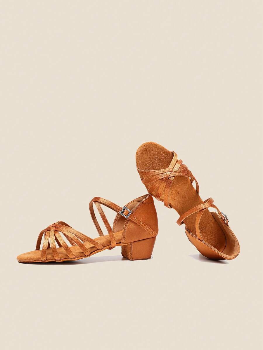 Giày khiêu vũ Latin gót thấp cho nữ, giày khiêu vũ chuyên nghiệp bằng vải satin cho phòng khiêu vũ Salsa Tango Cha Cha Rumba dành cho các lớp học, cuộc thi, đám cưới, dạ hội, tiệc tùng, khiêu vũ Bachata, sự kiện trong nhà trang trọng dành cho người mới bắt đầu với đế ngoài bằng da lộn, mềm mại và mượt mà mang lại sự linh hoạt và thoải mái - màu nâu - Xem 1
