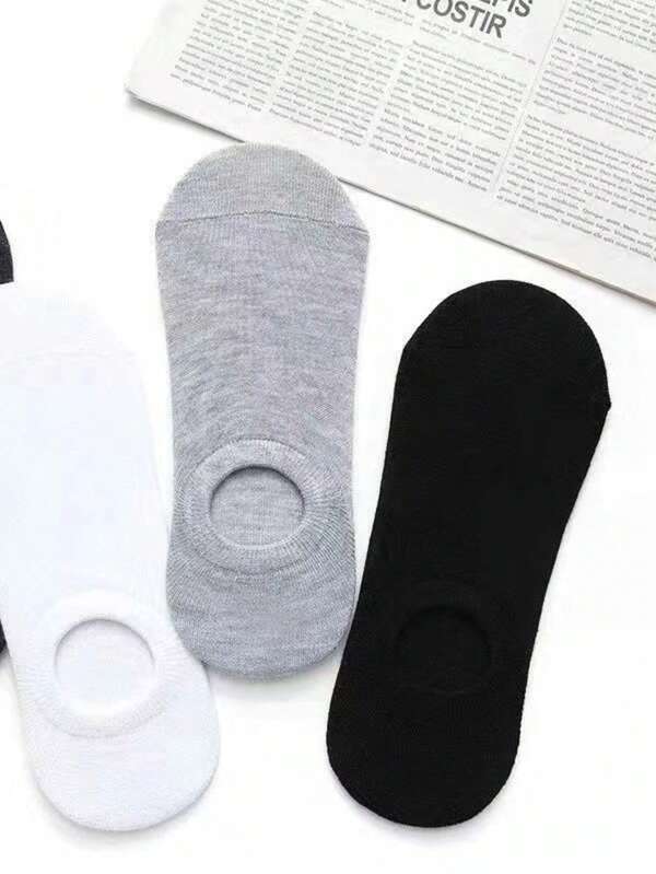5 Pairs Round Toe Cotton Boat Socks For Women, Non-Slip Hidden Low Cut Ankle Socks, Thin Lightweight Summer