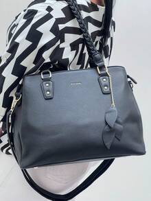 New Large Capacity Women's Handbag, Versatile Shoulder Bag, Fashion Messenger Bag With 1 Zipper 3 Dividers - 黑色 - 查看 2