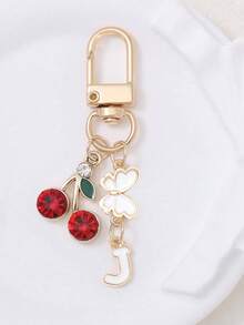 1 件可爱甜美亚克力樱桃字母钥匙扣不锈钢 26 个字母钥匙圈适用于手提包背包汽车钥匙 - 优雅女士节日礼物。背包装饰钥匙扣 - 彩色 - 查看 28