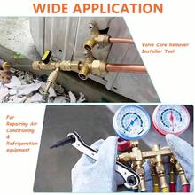 Valve Core Remover Installer Tool And HVAC Service Wrench Set With Hex Bit Adapters, R410A Adapter 5/16 Female 1/4 Male Flare, 3/8'' To 1/4'', 5/16'' X 1/4'' Refrigeration Service Wrench, 10pcs Valve Core