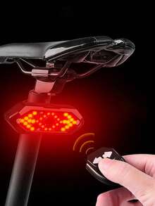 Luz trasera inalámbrica con control remoto para bicicleta, con LED, bocina, luz de freno, recargable por USB, luz de advertencia de para bicicleta de montaña - Multicolor - Ver 3