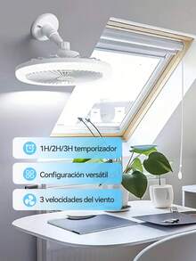 Ventilador LED todo en uno Tres tipos de luces Tres velocidades de viento con función de memoria Base E27 Modelo de control remoto Adecuado para habitación, sala de estar, sala de estudio, habitación de automóvil - Blanco - Ver 7