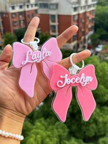 Etiqueta con lazo para mochila de niñas, colgante con nombre, etiquetas para mochila, llavero para niñas, etiqueta para bolsa, etiqueta con nombre para niñas, regalo para niñas, regalos a juego para volver a la escuela