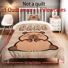 2/3 件套个性化姓名水豚卡通印花床上用品套装,床单套装 - 卧室系列,含 1 个被套和 1-2 个枕套,特大号床罩,床单,柔软亲肤涤纶,可机洗,可干洗。适用于家居和卧室装饰、大学宿舍必备、个性化礼物、房间装饰、双人床品、房间装饰用品、万圣节、多功能、装饰性强、可重复使用、精致、时尚、高品质、色彩丰富、现代、可定制、个性化、独特、送给他的理想礼物、送给她的理想礼物、送给男朋友、爸爸、女朋友、妈妈、家人、朋友、茶室、家庭、花园、办公室、周年纪念日、情人节、母亲节、生日、父亲节、毕业典礼、婚礼、乔迁之喜、家纺、圣诞节家居氛围、透气、轻便、柔软、温馨氛围 - 彩色 - 查看 16