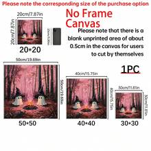 1pc Cute Witch Ghosts Print, Pinkoween, Pink Halloween Art Print, Spooky Vintage, Halloween Decor, Moody Wall Art, Dark Academia Print, Canvas Wall Art,Posters For Room,Home Decor,Room Decor Aesthetic,Room Decoration Stuff.Optional Frame. Fall Decor - 1pc - View 4