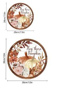 1pc/120Pcs Autumn Decor Door Sign, Hey There Pumpkin Pattern Wood Round Sign Hanging Ornaments For Harvest Home Front Porch Living Room Bedroom Autumn Thanksgiving Holiday Door Decoration