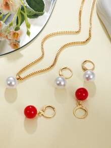 3 件珍珠吊坠项链和耳环套装，新款奢华时尚珠宝，金耳环和项链，百搭优雅，生日礼物，3 件仅售 1 件