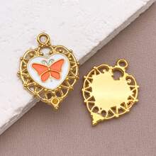 2pcs Fashion Enamel Stainless Steel Butterfly Charm High Quality Gold-Plated Love Butterfly Spacer Beads Pendant For DIY Bracelet Necklace Jewelry Making Craft Accessories