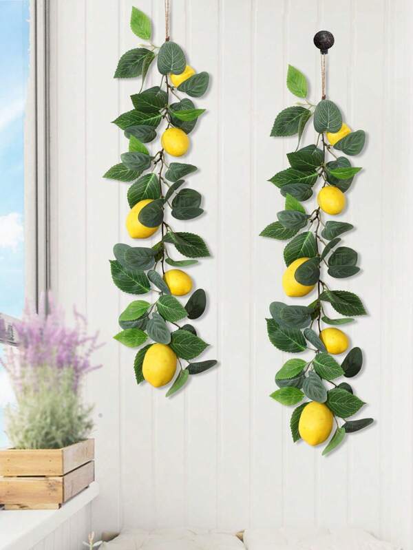 1pc Artificial Lemon Rattan, Two Choices, Green Leaf, 63cm, 24.8inch,Valentine's Day Decoration, Chinese New Year, Restaurant Decoration, Four Seasons Decoration, PE, Home Decorations, Gardening Decorations, Home Decorations, Swing Decorations, Wedding Decorations, School Dormitory Office Decorations, Outdoor Party Events Holiday Birthday Party Decorations, Doorway Hotel Restaurant Living Room Bedroom Banquet Kitchen Decorations