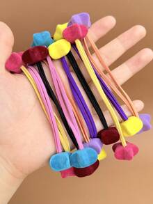 10pcs Colorful Star, Ball & Heart Shaped Scrunchies, High Elasticity Flocked Candy Color Hair Accessories, Firm & Non-Damaging, Suitable For Daily Wear In Autumn/Winter, Hair Bobble, Hair Tie ,Hair Accessories, Ponytail Holders, Hair Elastics, Hair Rubber Bands ,Gym Sport Outfit ,Hair Rope Head Accessories