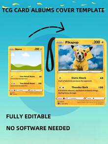 1pc Customizable Personalized Card Album Cover Template, Editable TCG Card Album, Personalized Trading Card Album, DIY Gift, Inspirational Template Suitable For Family And Children