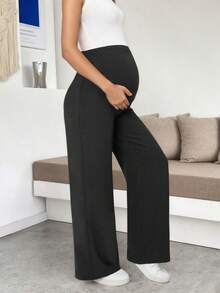 Maternity Straight Leg Pants, Solid Color, Spring/Summer (YY865) - Black - View 7