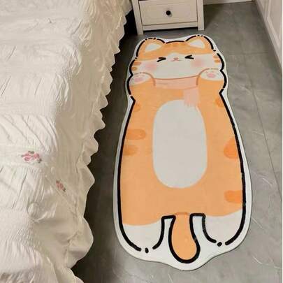1pc Soft Cat-Shaped Area Rug, Suitable For Bedroom, Living Room, Bathroom, Wardrobe, Bedroom Floor Decor, Cute Home Decor, Bedroom Carpet, Rug, Home D
