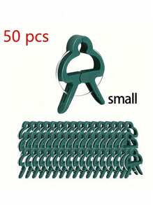 50pcs Reusable Green Plant Support Clips - Adjustable Garden & Greenhouse Brackets For Vines, Flowers, Seedlings, And Tomatoes - Durable Green Plastic With Metal Clasps For Secure Plant Growth, Garden Support Accessories | Secure Gardening Clips | Reusable Garden Clips