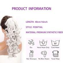 Brown Water Ripple Synthetic Ponytail Hair Tie Synthetic, Heat-Resistant, Fluffy Curly Hair, Adjustable Claw Clip, Daily Use, Holiday Occasions - Multicolor - View 3