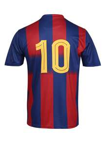 SURUIDA 1 件男士巴塞罗那队球衣 #10 足球衫，适合青少年、运动比赛、休闲团队运动短袖上衣