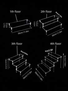 Suporte de acrílico para exposição, organizador de mesa transparente em camadas para mini estátuas/estatuetas, prateleira de exposição escalonada