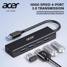 Acer 4-In-1 USB 3.0 Hub, 4 USB Data Ports, 100W PD Charging, 10Gb/S, Cable Length 15cm/100cm, Suitable For Laptops, PCs, Tablets, Phones And Other Devices, Docking Station HY21-14U2B