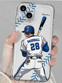 1pc Customizable Baseball Theme Transparent Phone Case, Compatible With IPhone 16 Pro Max/15/17/13/12 Mini/11/XS Max/6 7 8 Plus, Made Of TPU Material, Best Gift For Baseball Fans - White - View 6