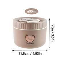 1 pezzo Scatola termica per il pranzo in acciaio inossidabile 304 da 400/600 ml con motivo orsetto carino, coperchio e manico, portatile e a tenuta stagna, adatta per microonde e riscaldamento ad acqua calda, contenitore per insalata di frutta, contenitore per il pranzo isolato riutilizzabile, adatto per studenti e adulti a scuola, in ufficio, all'aperto, per campeggio, picnic e viaggi