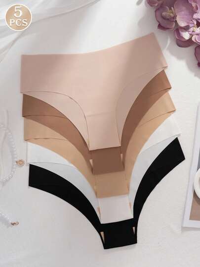 5pcs/Pack Women Sexy Seamless Adhesive Comfortable Breathable Sports Triangle Panties