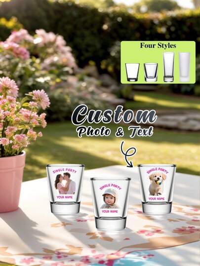 1/6/12pcs Customised Funny Shot Glass,2oz Glass Material,Suitable For Birthday Parties,18th Birthday Gifts,Unique Birthday Gift, Photo Keepsake, Fun Birthday Gift,Shot Glass With Face,Shot Glass With Picture, Custom Birthday Shot Glasses, Personalised Gifts And For Wedding,Bridesmaid Gifts,Groomsmen Gifts