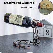 3pcs/2pcs/1pc Glass Vase With Wooden Base And Metal Chain, Luxury Trumpet Succulent Planter, Centerpiece For Modern Living Room, Home Decor Accessory, Hanging Wine Bottle Holder, Stainless Steel Wine Rack Novelty Home Kitchen Gift