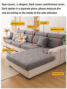 1件装弹力沙发套，宠物友好型，提花防尘沙发套，家具保护套，毛绒防滑沙发套，适用于卧室、办公室、客厅装饰，适合养猫人士，宠物家居装饰，客厅1/2/3/4座沙发套 - 深灰色 - 查看 9
