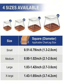 4/8/16 Stück quadratische Stuhlbein Bodengleiter - Dicke TPE Silikon Möbelgleiter, transparente Stuhlabdeckungen für Geräuschreduktion und Bodenschutz, langanhaltend Möbelfüße Pads für Tische & Stühle, Sofas & Couchtische (Braun)