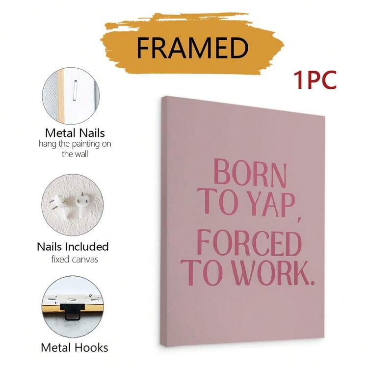 1 pièce "Née pour râler mais forcée de travailler" Thème imprimé, affiche de nageuse professionnelle ludique, décoration de style fille mignonne, art mural de cubicule de bureau, décoration rose adorable de dortoir, sans cadre - Multicolore - Voir 8