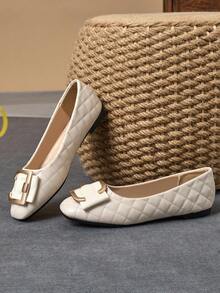 WHDXY 女式方头蝴蝶结法式平底鞋，柔软舒适休闲乐福鞋，时尚一脚蹬平底鞋，百搭春季正装鞋 - 杏色 - 查看 3