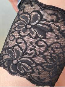 1 Pair Women Sexy Black Lace Lingerie Accessories,Lace Thigh Band Anti-Friction & Anti-Slip Invisible Silicone Garter Daily-Wear,Women's Lingerie & Underwear Accessories, For Rave