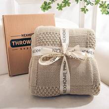Knit Throw Blanket,Classical Checkered Blanket For Couch,Cozy Warm Knitted Throw Blanket For Bed Sofa Living Room, Decorative Stretched Throw, Lightweigh,50"X 60"Oatmeal - Oatmeal - 查看 5