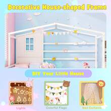 L-Shaped Double Twin Beds House Platform Beds W/ Window & Fences Ray - White - View 5