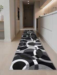 1pc Modern Minimalist Black Area Rug, Washable Non-Slip, 850g/M² For Living Room Bedroom Kitchen Office Entryway