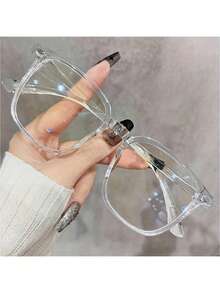 新款派对时尚男女超轻透明渐变光大框平光眼镜，经典透明镜片眼镜（无眼镜盒）