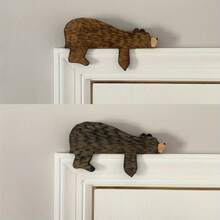 Charmanter brauner Bären Türrahmen Deko aus Holz - perfekt für Weihnachten, Ostern und Thanksgiving | Landhaus Stil Wohnakzent