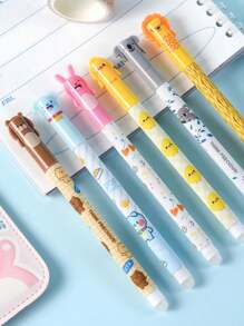 12 peças Canetas Gel com Cavalete de Animal Fofo, ponta de 0,5 mm, Lavável e Apagável, Cores Pastel com Designs Alegres - Ideal para uso em Escritório e Papelaria, Suprimentos de Escritório | Design Alegre | Suprimentos Escolares com Tinta Lavável, De Volta às Aulas