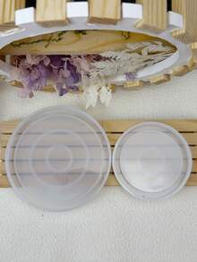 2 件套 - 大号镜面 + 小号圆形杯垫硅胶模具 DIY 简易圆形储物托盘石膏模具家居装饰摆件环氧树脂模具手工艺品制作铸造模具