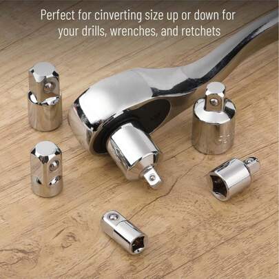 6pcs Socket Ratchet Wrench Adapter 6pcs Socket Adapter Ratchet Wrench Adapter 1/2 Big Fly Turn 3/8 Medium Fly Turn 1/4 Small Fly CR-V Chrome Vanadium Steel