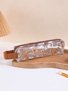 1个装水豚透明化妆包初中生文具铅笔袋超吸睛卡通包 - 彩色 - 查看 12