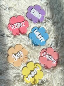 Daisy Custom Bag Charm, Backpack Tags, Girls Keychain, Tag, Acrylic Keychain, Groovy Letter Charm, Backpack Name Tag, Glitter Daisy Back To School Gifts