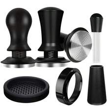 1 Set 51/53/58mm Espresso Coffee Tamper Kit, 4pcs/8pcs, Constant Pressure Spring, Adjustable 304 Stainless Steel Spiral Base, Includes Coffee Tamper, Metal Magnetic Dosing Ring, Tamper Silicone Mat, Brush, Suitable For Commercial & Home Use, Coffee Lovers, DIY, Party, Office